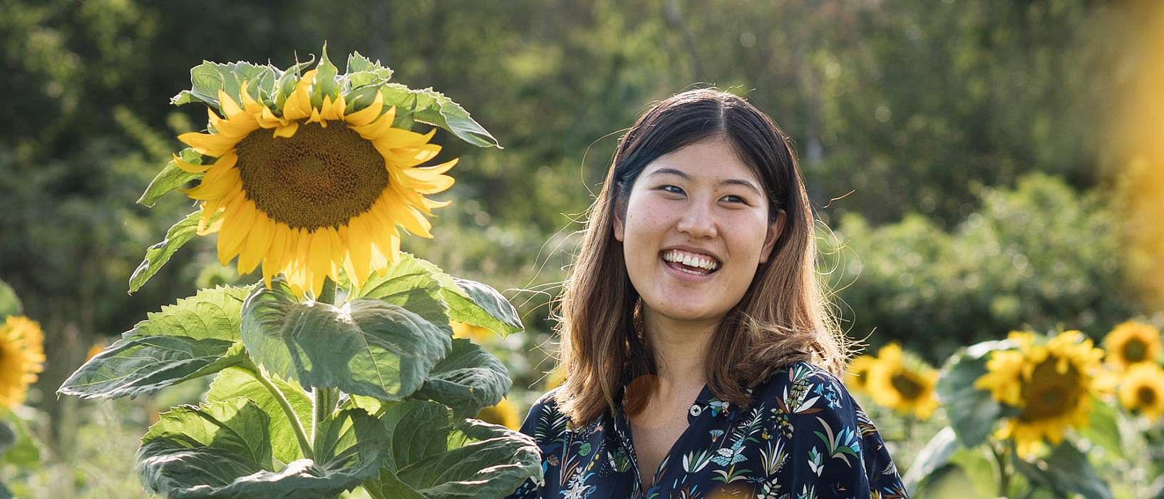 Woman with sunflower